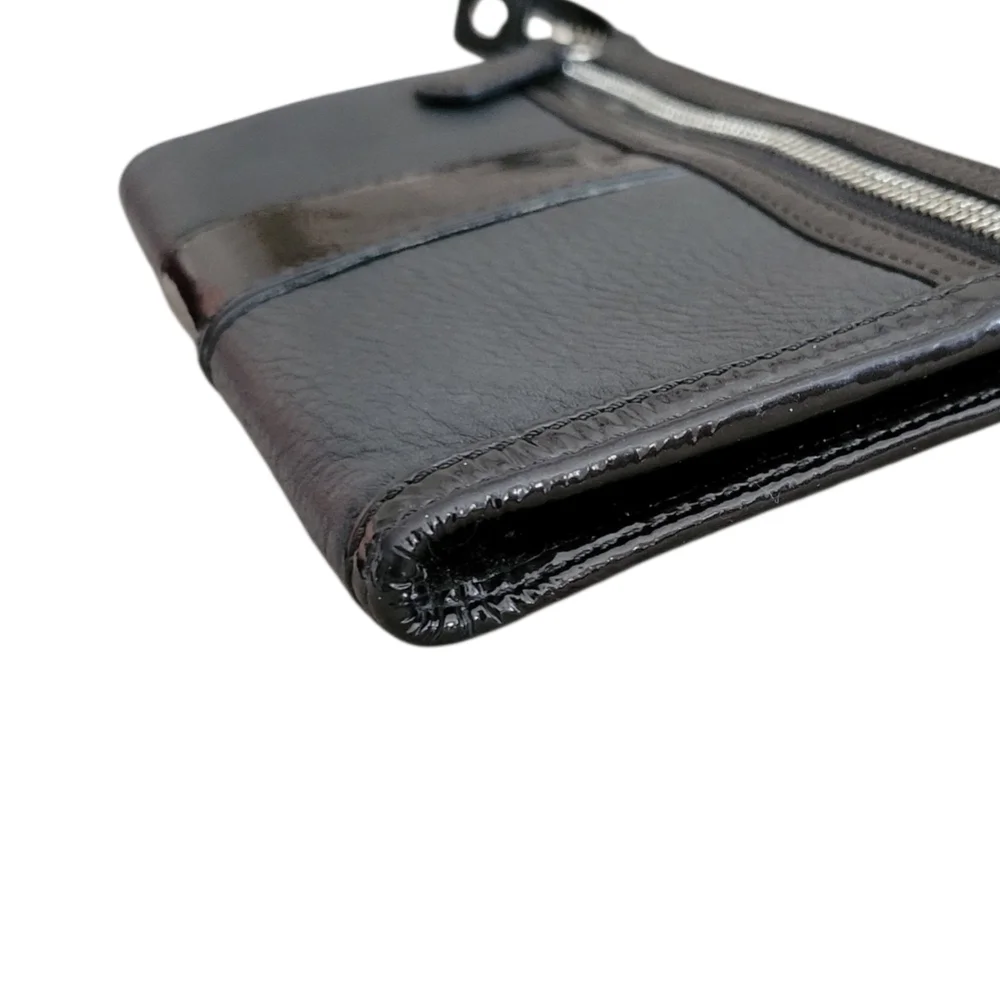 Coach Black Leather Wristlet with Signature Patch